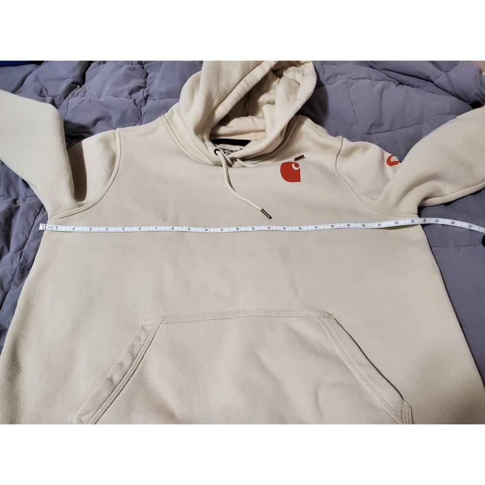 Carhartt Relaxed Fit Fleece‑Lined Hoodie Men’s XL Beige Tan Logo Graphic - Picture 5 of 10